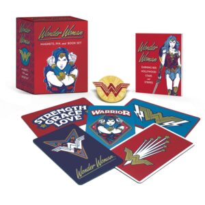 Wonder Woman Magnets, pin, and Book Set